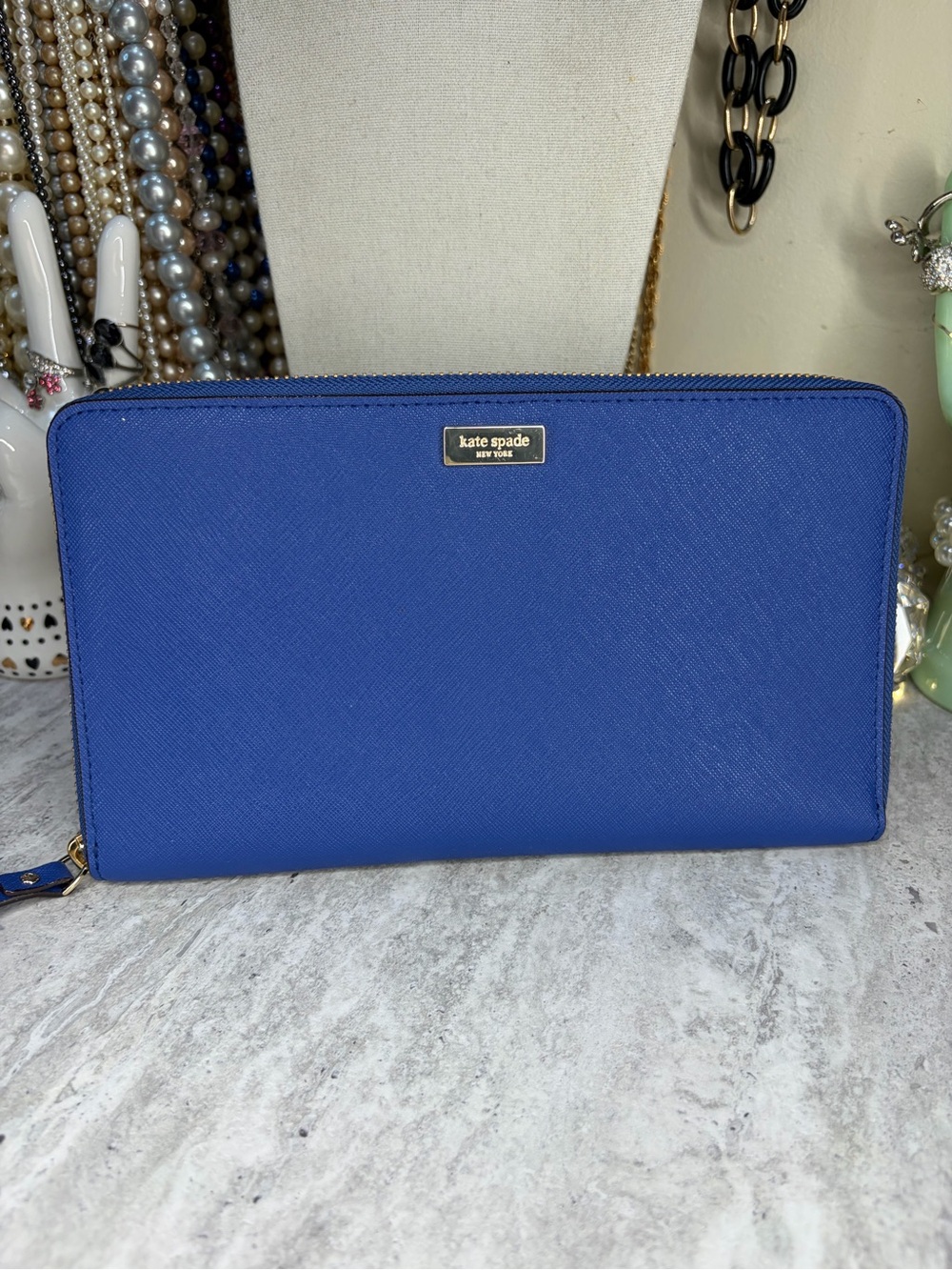 Kate Spade Royal Blue Travel Wallet Zip Around Clutch